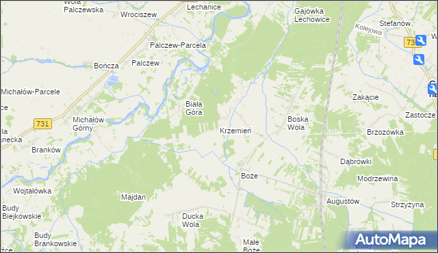 mapa Krzemień gmina Stromiec, Krzemień gmina Stromiec na mapie Targeo