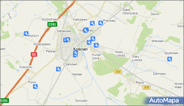 mapa Kurza Góra, Kurza Góra na mapie Targeo