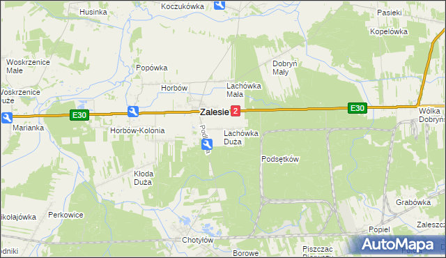 mapa Lachówka Duża, Lachówka Duża na mapie Targeo