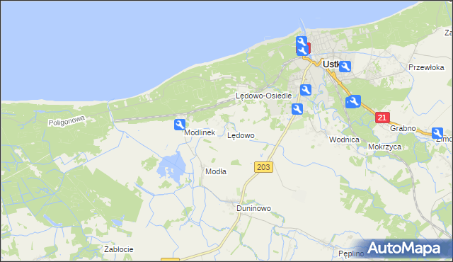 mapa Lędowo gmina Ustka, Lędowo gmina Ustka na mapie Targeo