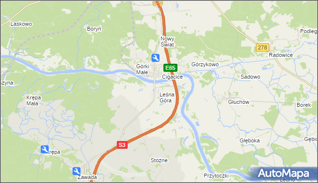 mapa Leśna Góra, Leśna Góra na mapie Targeo