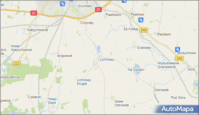 mapa Lichnowy gmina Chojnice, Lichnowy gmina Chojnice na mapie Targeo