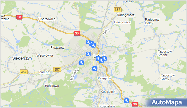 mapa Lubań, Lubań na mapie Targeo