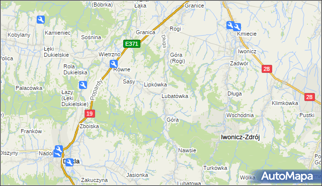 mapa Lubatówka, Lubatówka na mapie Targeo