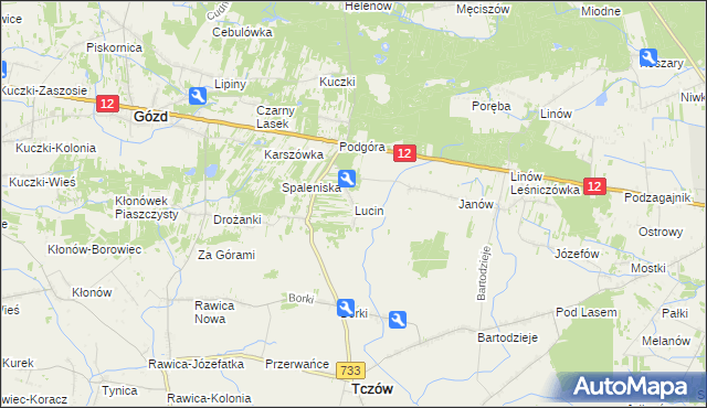 mapa Lucin gmina Tczów, Lucin gmina Tczów na mapie Targeo