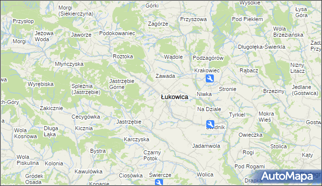 mapa Łukowica, Łukowica na mapie Targeo