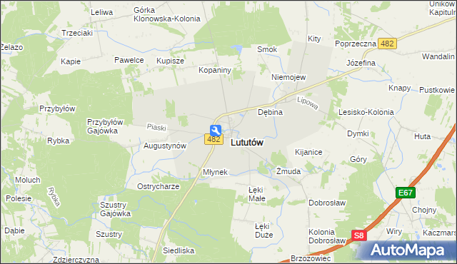 mapa Lututów, Lututów na mapie Targeo