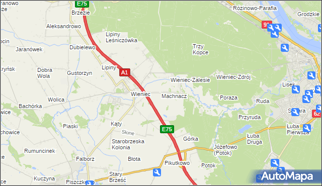 mapa Machnacz gmina Brześć Kujawski, Machnacz gmina Brześć Kujawski na mapie Targeo