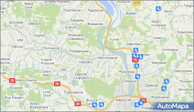 mapa Marcinkowice gmina Chełmiec, Marcinkowice gmina Chełmiec na mapie Targeo