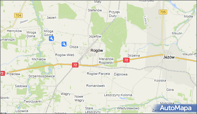 mapa Marianów Rogowski, Marianów Rogowski na mapie Targeo