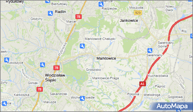 mapa Marklowice, Marklowice na mapie Targeo