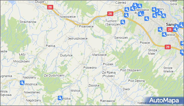 mapa Markowce, Markowce na mapie Targeo
