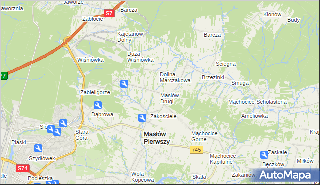 mapa Masłów Drugi, Masłów Drugi na mapie Targeo