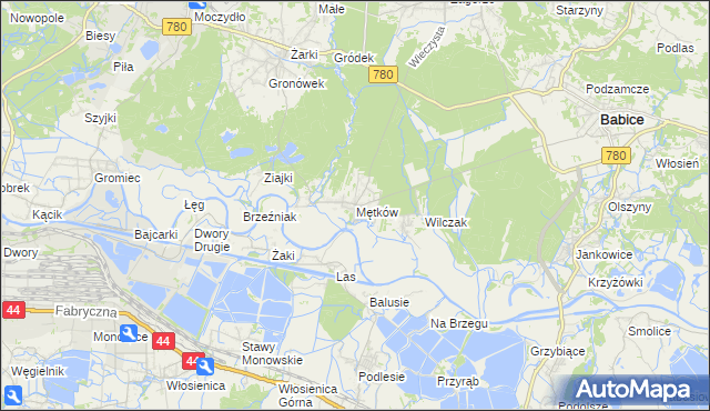 mapa Mętków, Mętków na mapie Targeo