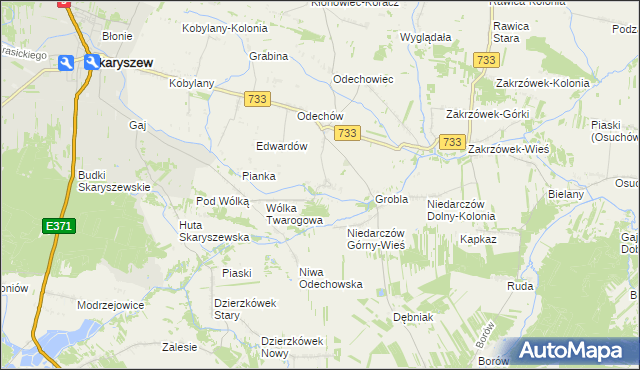 mapa Miasteczko gmina Skaryszew, Miasteczko gmina Skaryszew na mapie Targeo