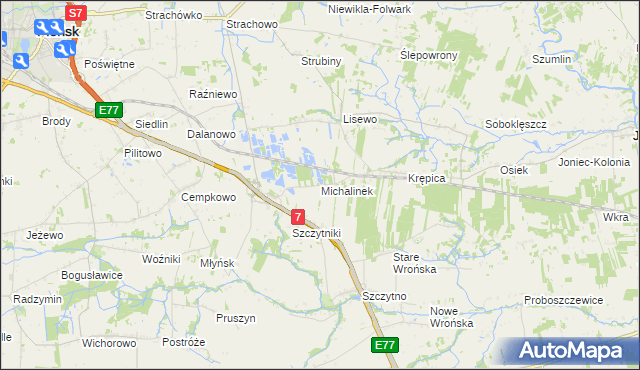 mapa Michalinek gmina Płońsk, Michalinek gmina Płońsk na mapie Targeo