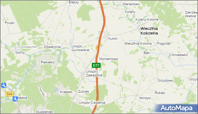 mapa Michalinowo, Michalinowo na mapie Targeo