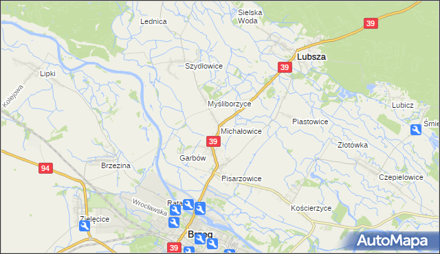 mapa Michałowice gmina Lubsza, Michałowice gmina Lubsza na mapie Targeo
