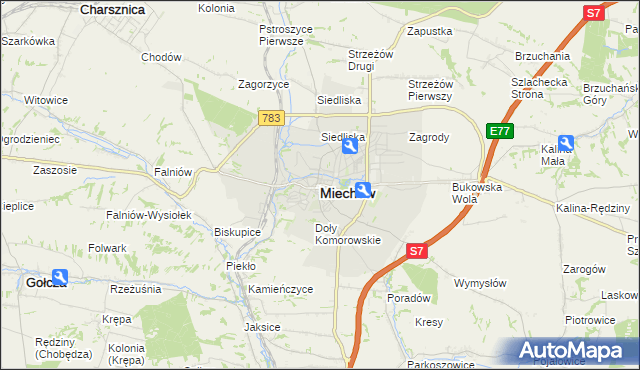 mapa Miechów, Miechów na mapie Targeo