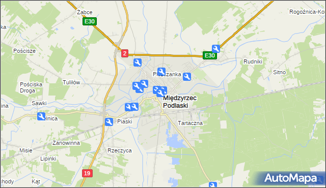 mapa Międzyrzec Podlaski, Międzyrzec Podlaski na mapie Targeo