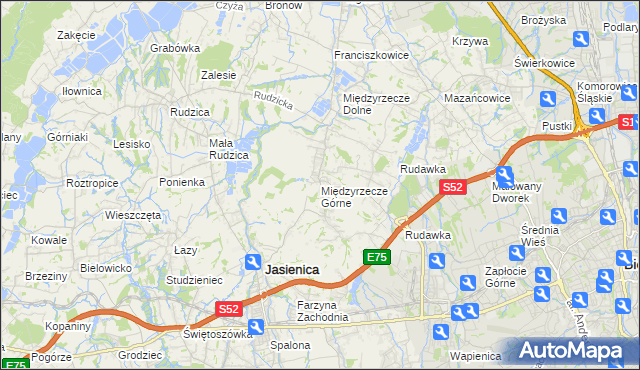 mapa Międzyrzecze Górne, Międzyrzecze Górne na mapie Targeo