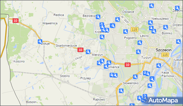 mapa Mierzyn gmina Dobra (Szczecińska), Mierzyn gmina Dobra (Szczecińska) na mapie Targeo