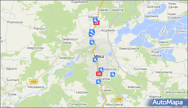 mapa Milicz, Milicz na mapie Targeo