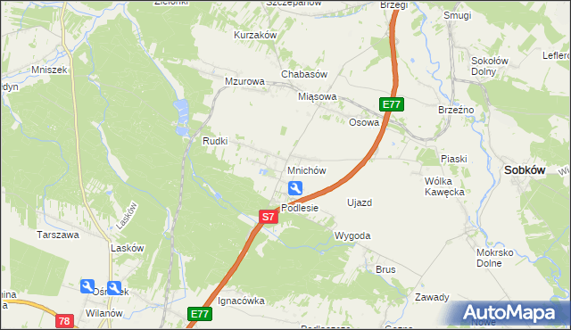 mapa Mnichów gmina Jędrzejów, Mnichów gmina Jędrzejów na mapie Targeo