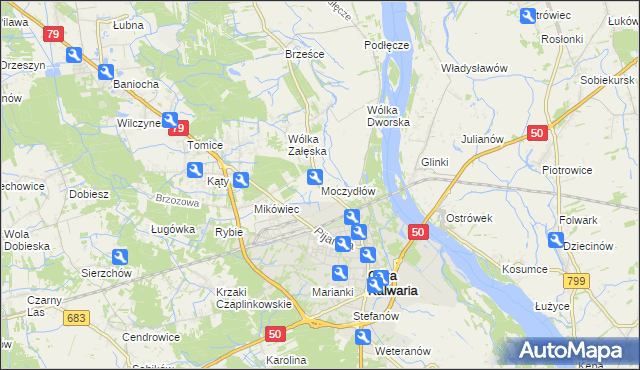 mapa Moczydłów, Moczydłów na mapie Targeo