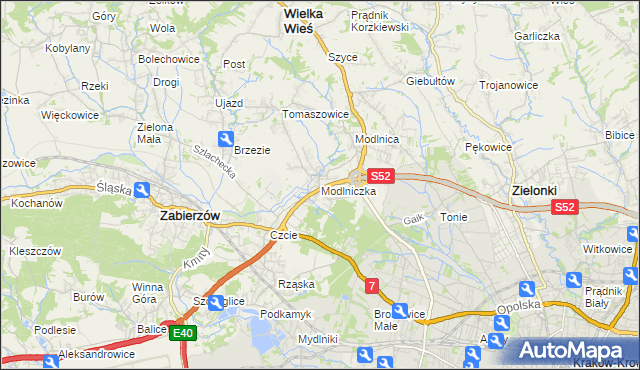 mapa Modlniczka, Modlniczka na mapie Targeo