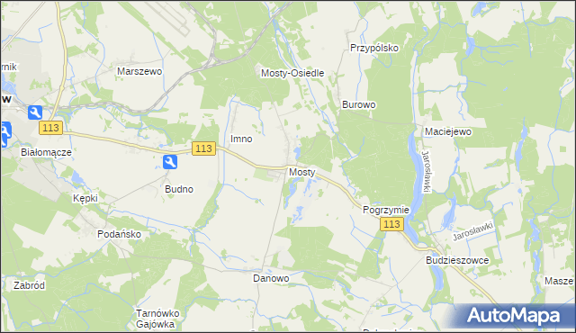 mapa Mosty gmina Goleniów, Mosty gmina Goleniów na mapie Targeo