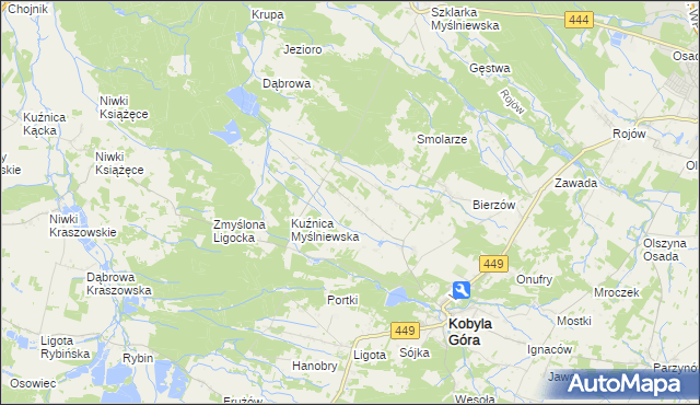 mapa Myślniew, Myślniew na mapie Targeo