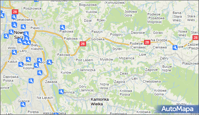 mapa Mystków, Mystków na mapie Targeo