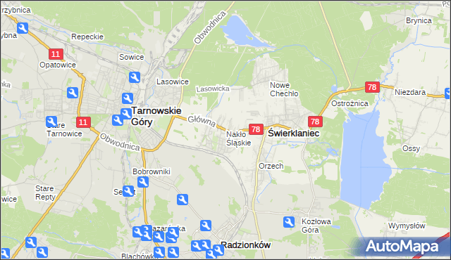 mapa Nakło Śląskie, Nakło Śląskie na mapie Targeo