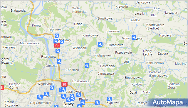 mapa Naściszowa, Naściszowa na mapie Targeo