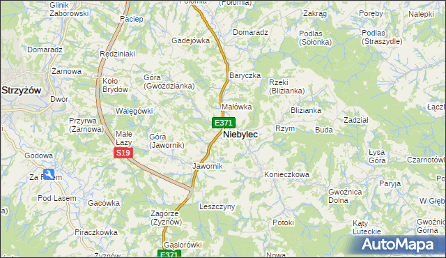 mapa Niebylec, Niebylec na mapie Targeo