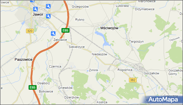 mapa Niedaszów, Niedaszów na mapie Targeo