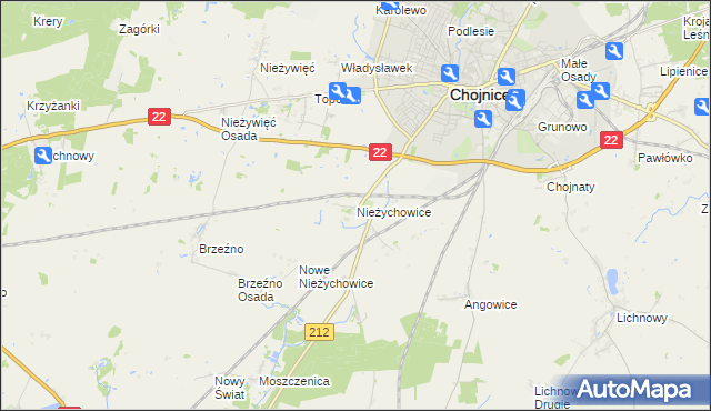 mapa Nieżychowice, Nieżychowice na mapie Targeo
