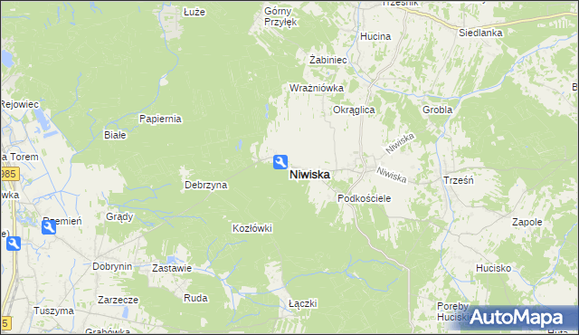 mapa Niwiska powiat kolbuszowski, Niwiska powiat kolbuszowski na mapie Targeo