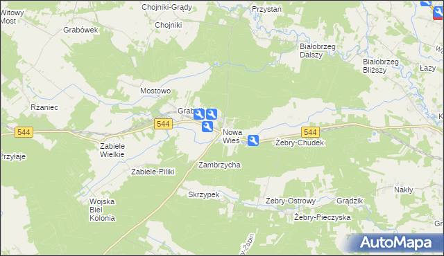 mapa Nowa Wieś gmina Olszewo-Borki, Nowa Wieś gmina Olszewo-Borki na mapie Targeo