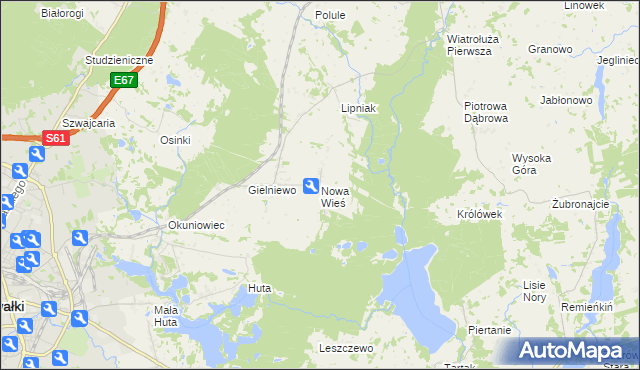 mapa Nowa Wieś gmina Suwałki, Nowa Wieś gmina Suwałki na mapie Targeo