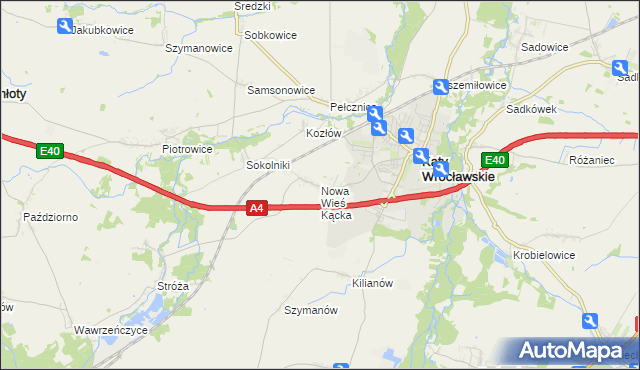 mapa Nowa Wieś Kącka, Nowa Wieś Kącka na mapie Targeo