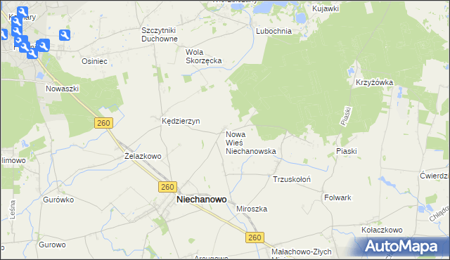 mapa Nowa Wieś Niechanowska, Nowa Wieś Niechanowska na mapie Targeo