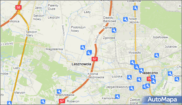 mapa Nowa Wola gmina Lesznowola, Nowa Wola gmina Lesznowola na mapie Targeo