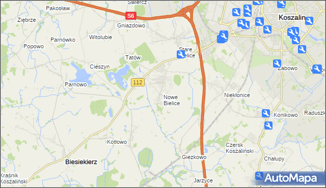 mapa Nowe Bielice, Nowe Bielice na mapie Targeo
