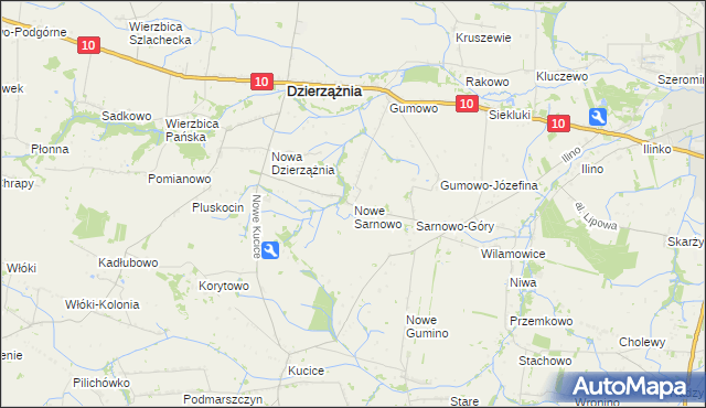 mapa Nowe Sarnowo, Nowe Sarnowo na mapie Targeo
