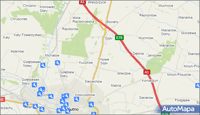 mapa Nowe Sójki, Nowe Sójki na mapie Targeo