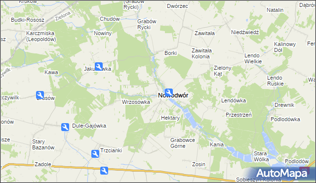 mapa Nowodwór powiat rycki, Nowodwór powiat rycki na mapie Targeo