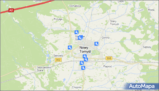 mapa Nowy Tomyśl, Nowy Tomyśl na mapie Targeo