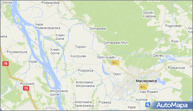 mapa Oblin-Grądki, Oblin-Grądki na mapie Targeo